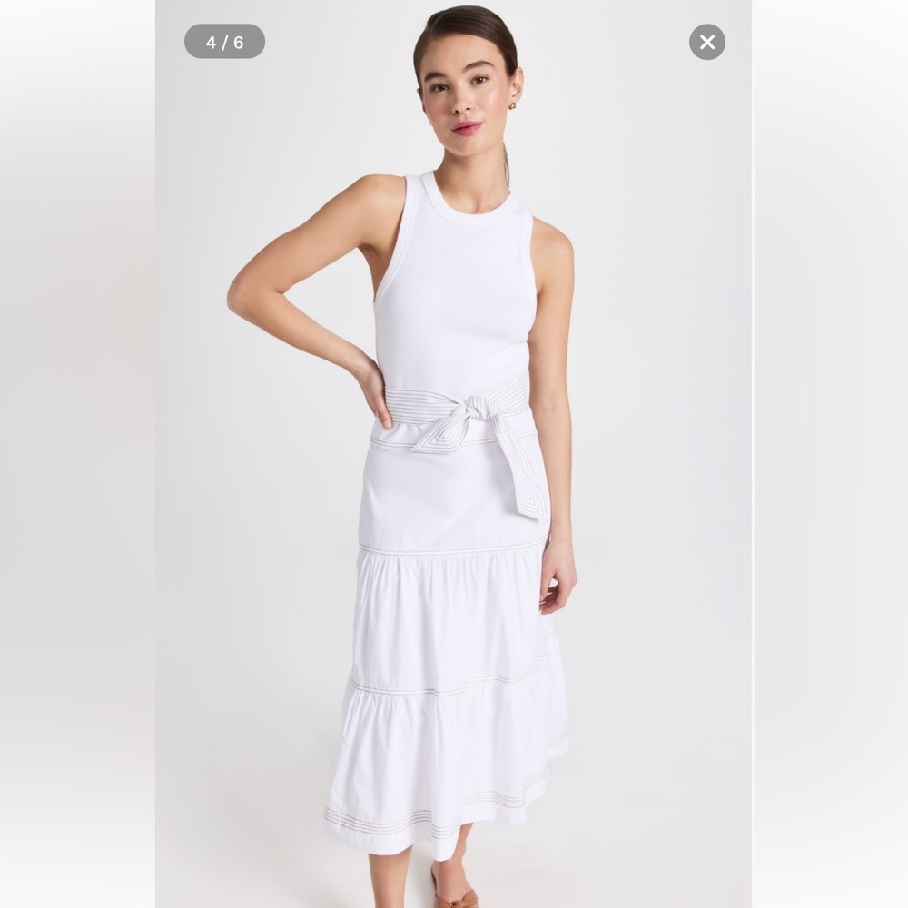 VERONICA BEARD Austyn White Tie Tank Dress Large